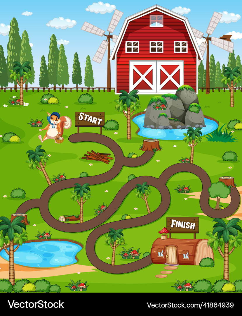 A farm boardgame template Royalty Free Vector Image