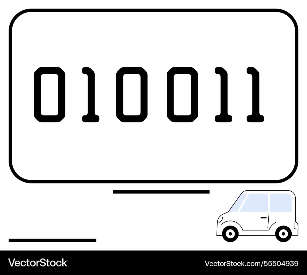Binary code and compact car design Binary code and compact car design vector image