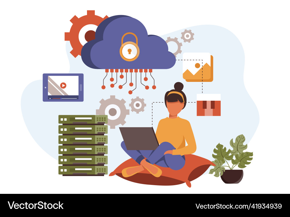 Cloud computing in flat design Cloud computing in flat design vector image