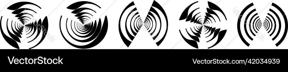 Concentric radial lines circles icon segmented Vector Image
