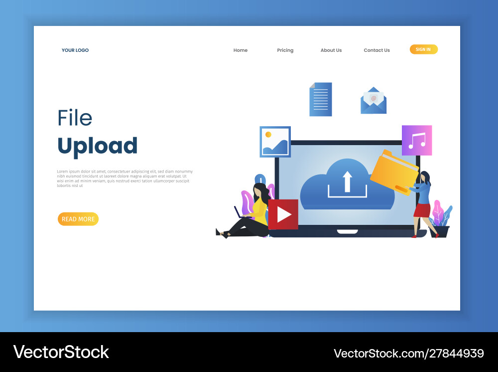 File upload web page File upload web page Vector Image