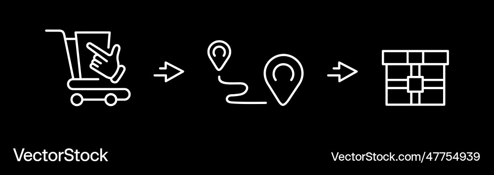 Outline icons set about click and collect vector image