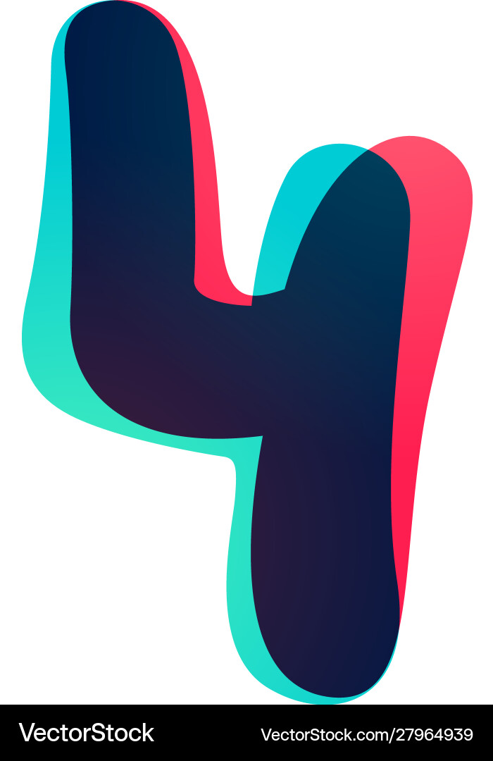 Overlapping gradient number four logotype Overlapping gradient number four logotype vector image