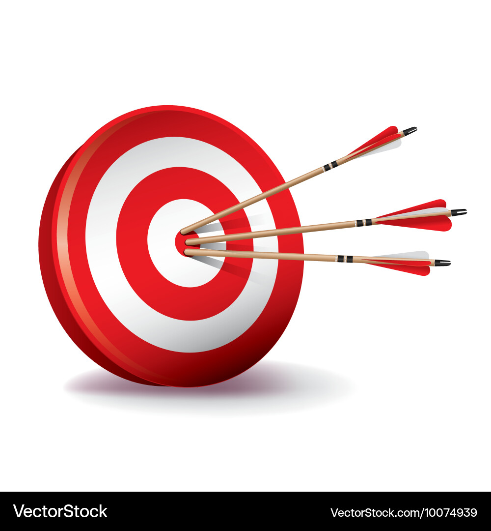 Red Archery Target with Arrows Vector Image