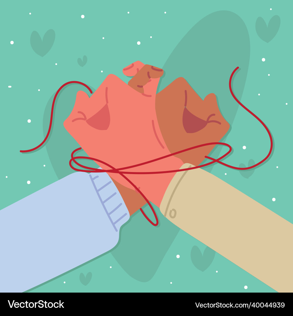 Red string of destiny in hands Vector Image