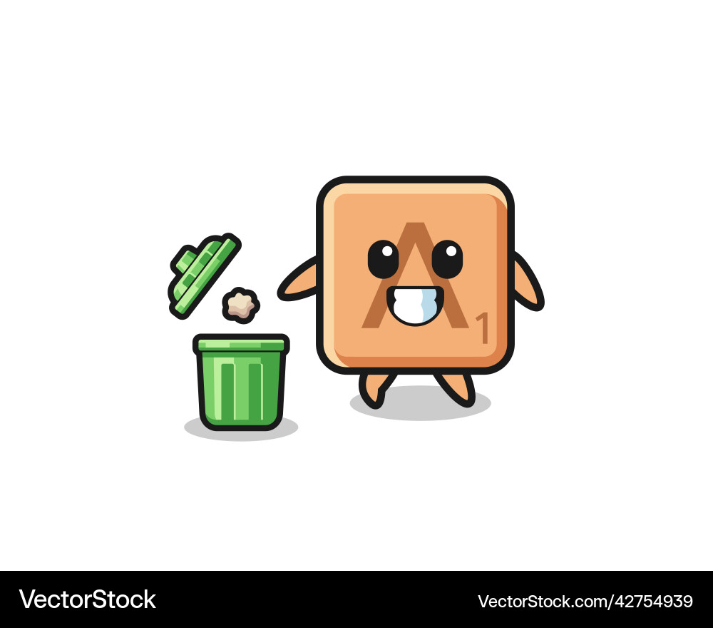 Scrabble throwing garbage in the trash can Vector Image