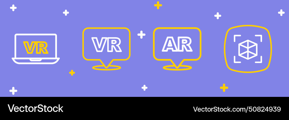 Set line 3d modeling augmented reality ar virtual Set line 3d modeling augmented reality ar virtual vector image