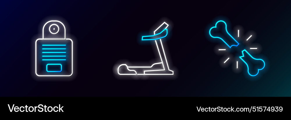 Set line human broken bone intercom and treadmill Vector Image
