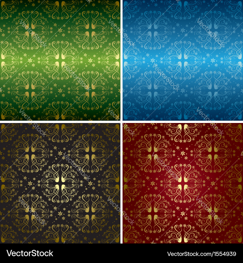 Set of colorful floral seamless patterns Vector Image