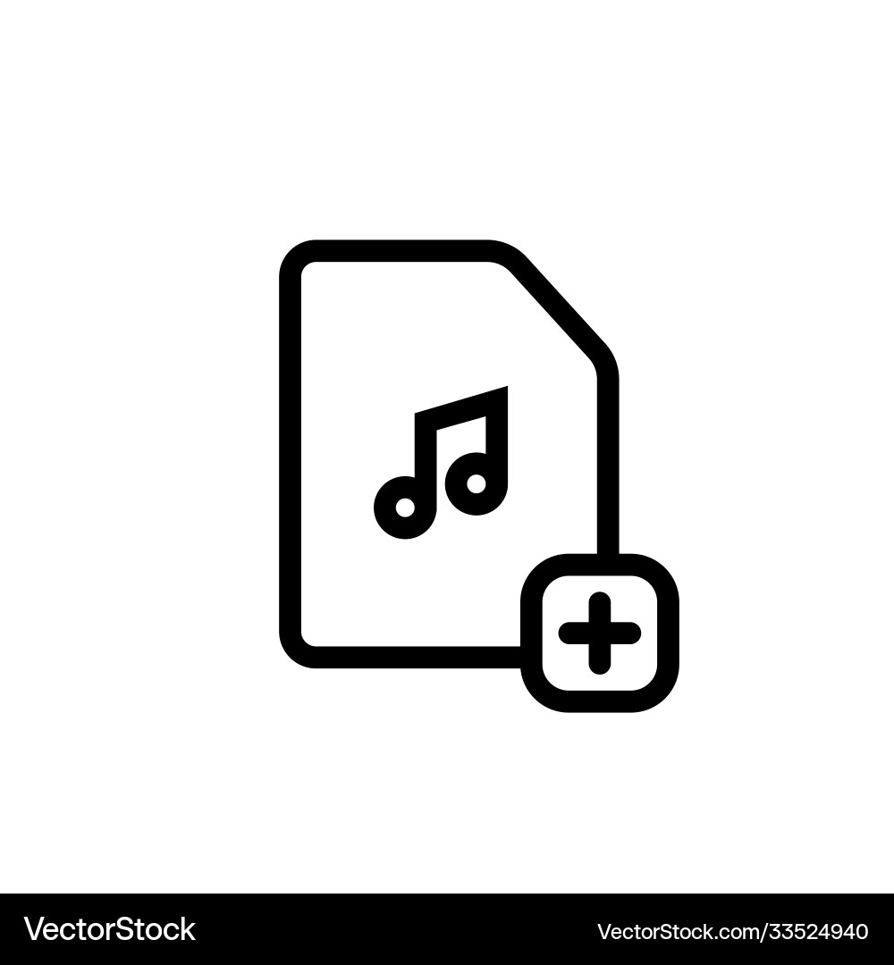 Add music line icon folder with addition Add music line icon folder with addition vector image