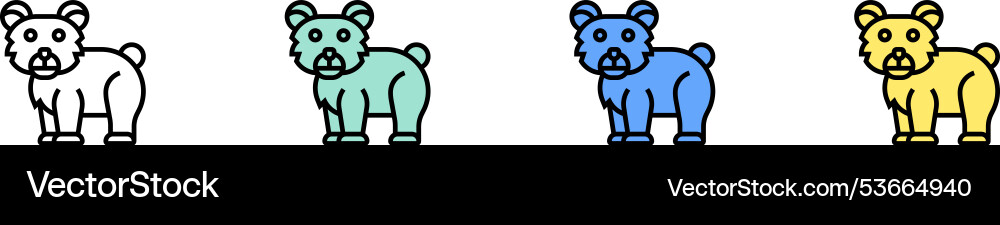 Bear icon outline green blue and yellow style Bear icon outline green blue and yellow style vector image