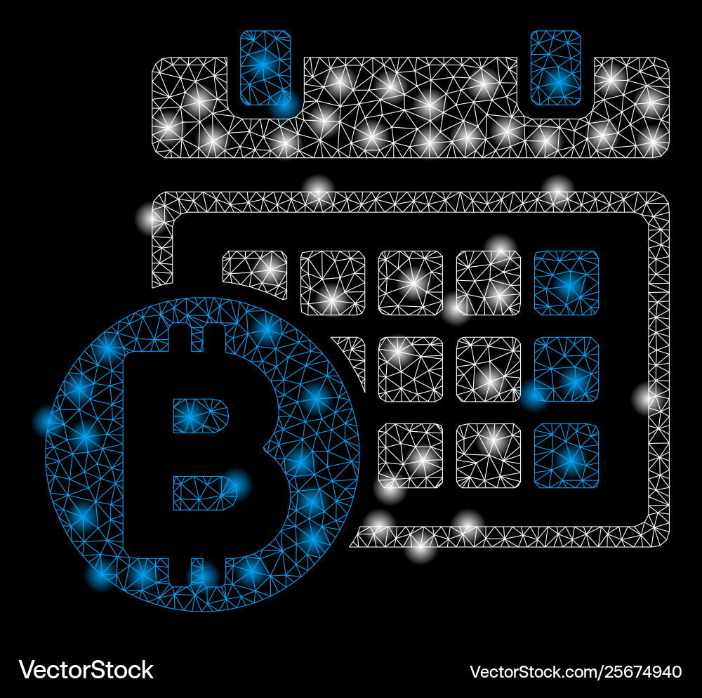 Bright mesh wire frame bitcoin table with flash Bright mesh wire frame bitcoin table with flash vector image