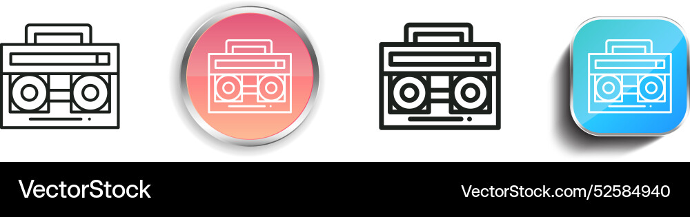 Cassette icon thin linear regular and button vector image