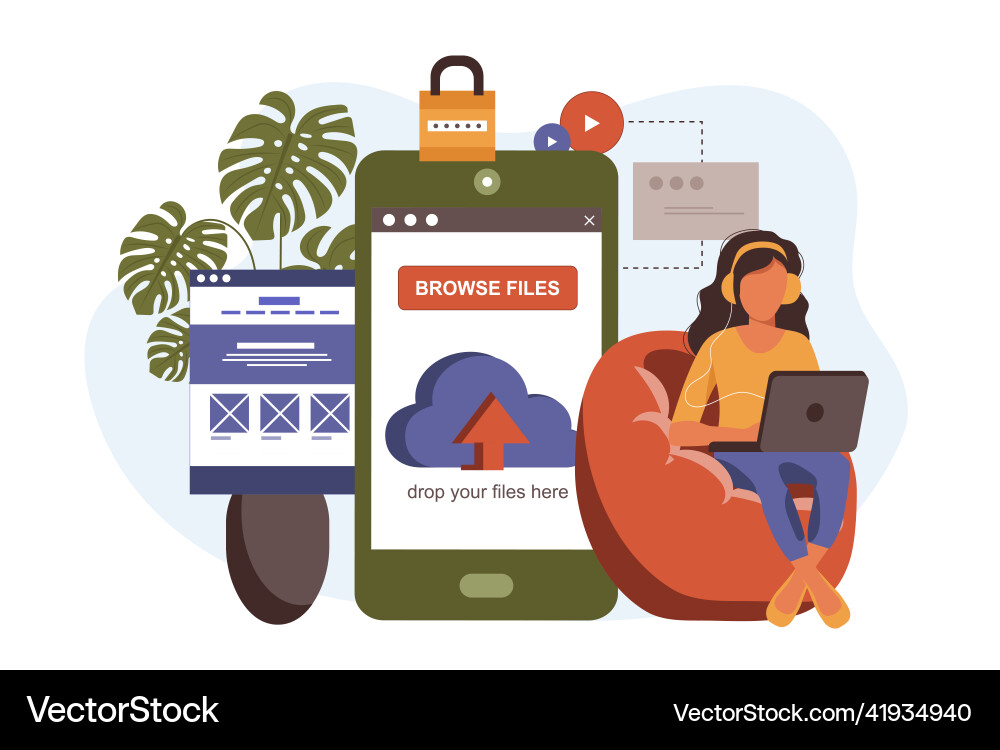 Cloud computing in flat design Cloud computing in flat design vector image