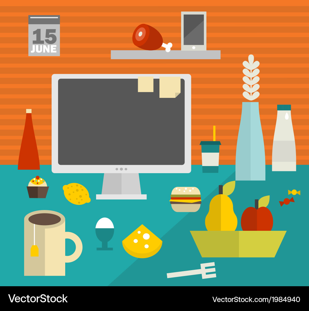 Computer screen on the table Vector Image