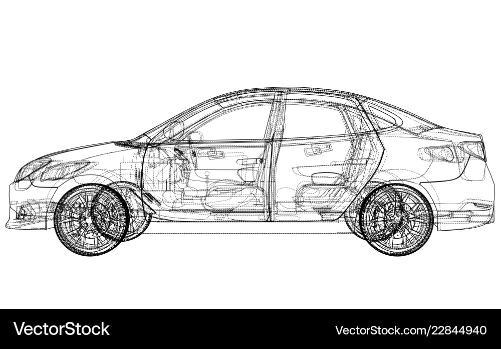 Concept car rendering of 3d vector image