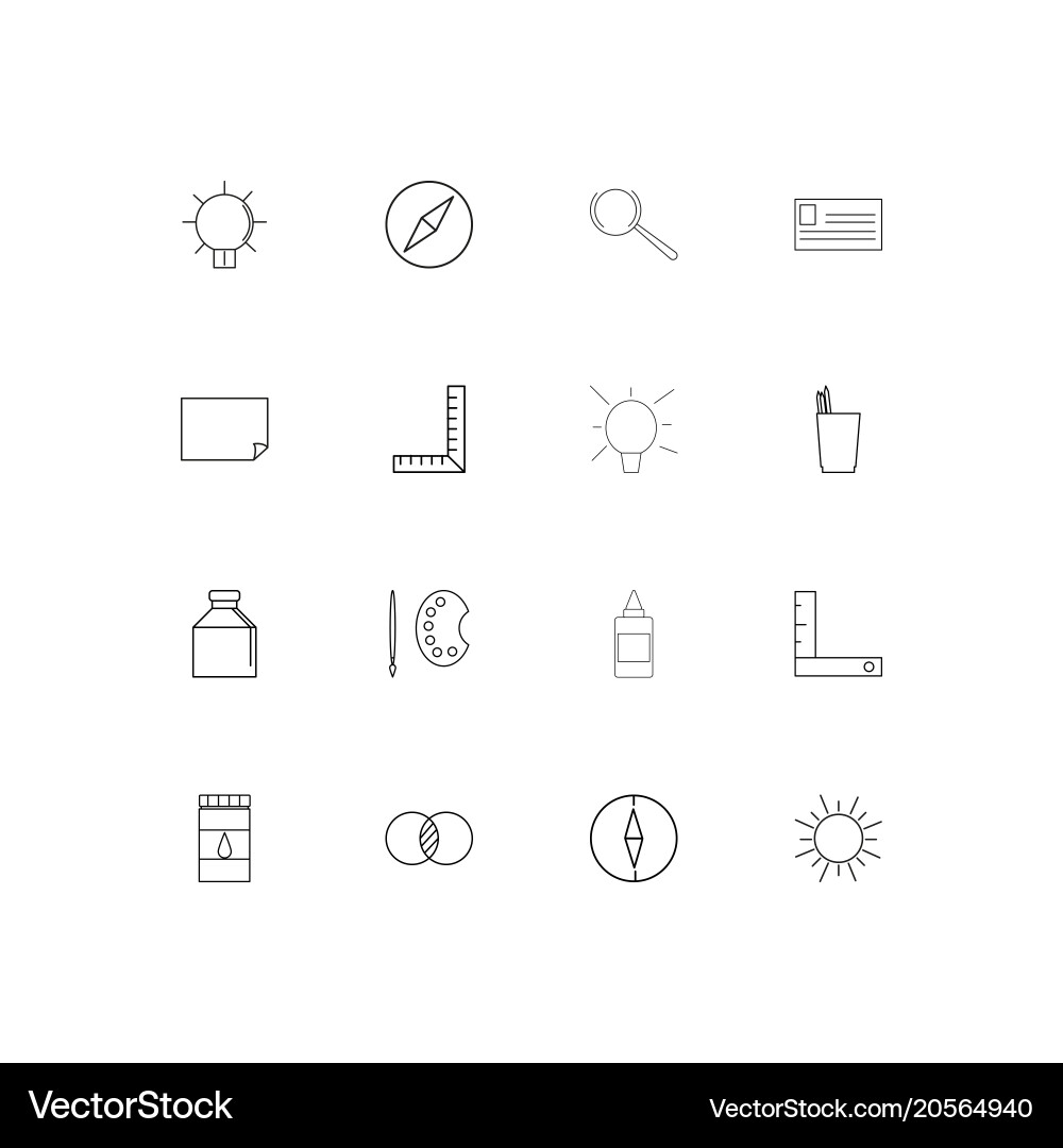 Creative process and design simple linear icons Vector Image