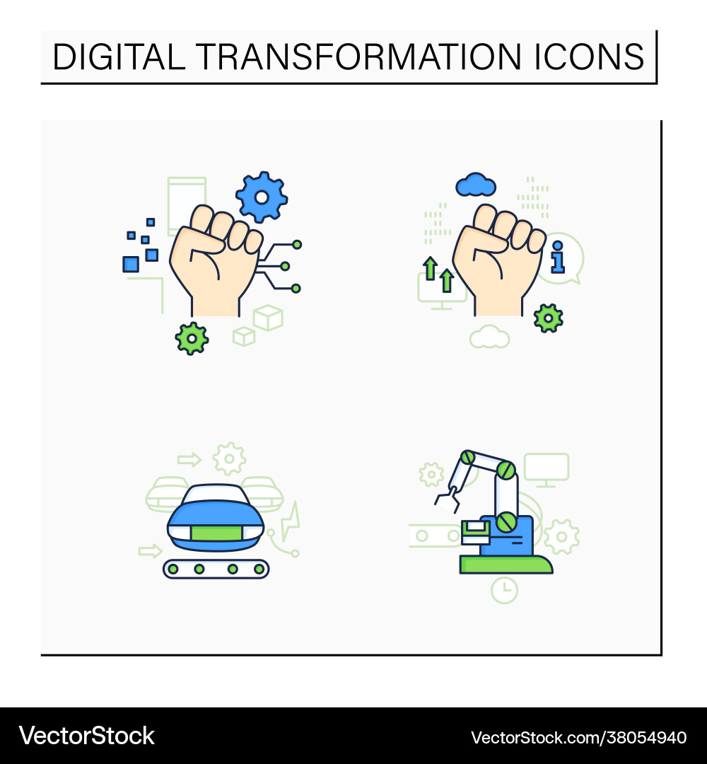 Digital transformation color icons set Digital transformation color icons set vector image