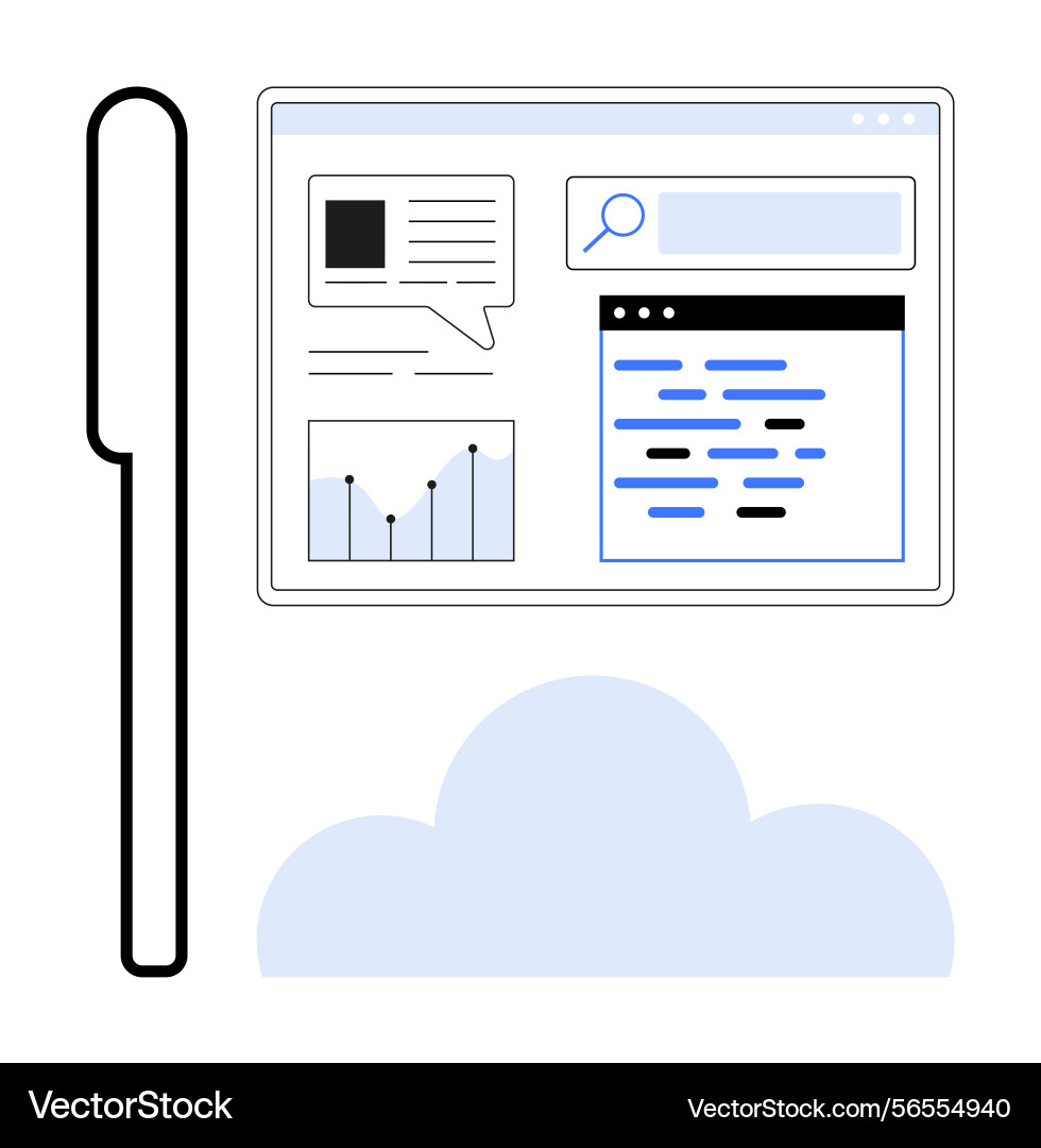 Digital workspace concept with graph search bar Digital workspace concept with graph search bar vector image