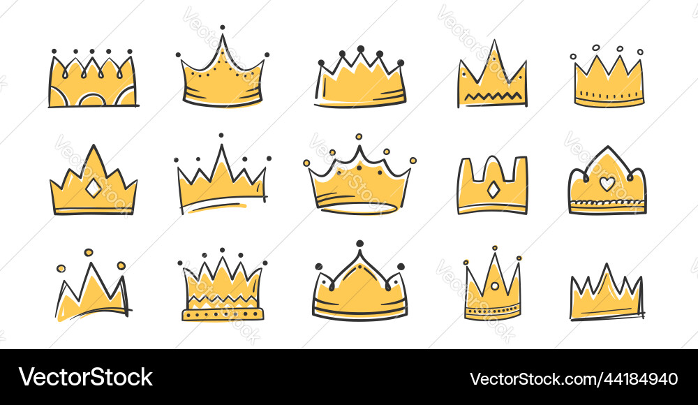 Hand drawn crowns Royalty Free Vector Image - VectorStock