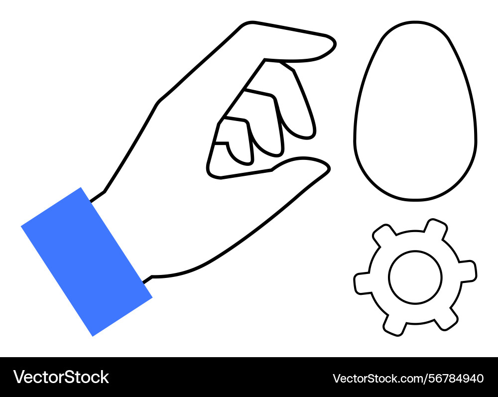 Hand reaching for objects representing decision Vector Image