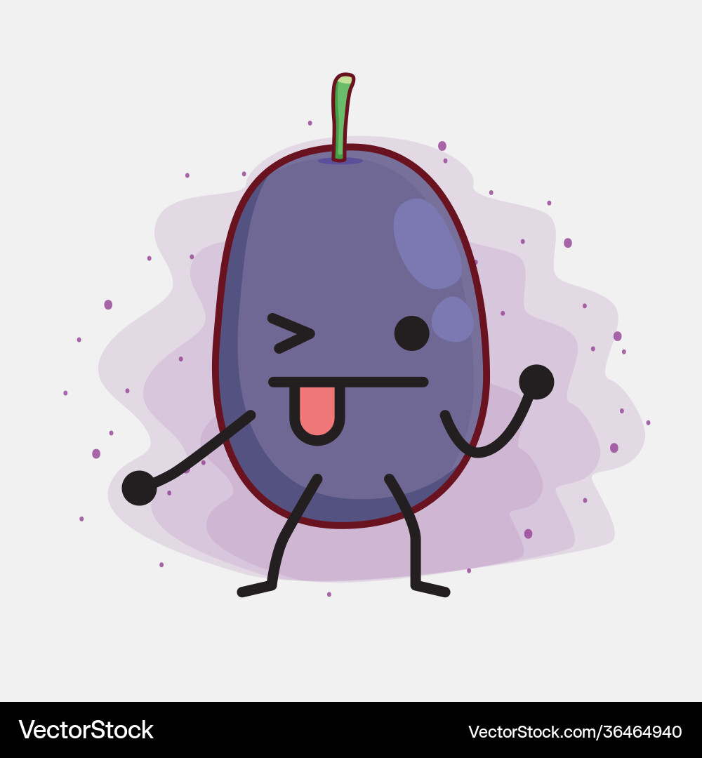 Java plum fruit cute character with simple face vector image