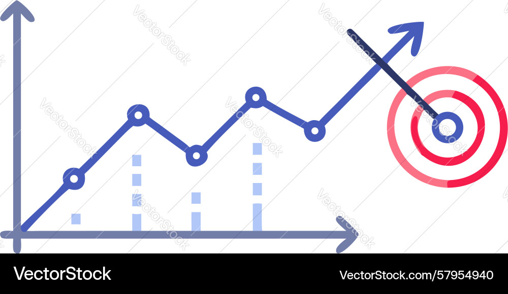 Line Graph with Target & Goal Analysis Vector Image