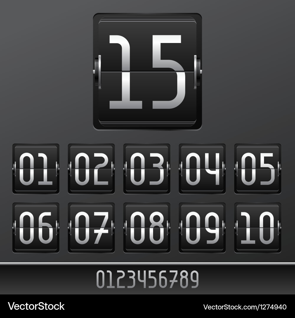 Mechanical Scoreboard Numbers Vector Image