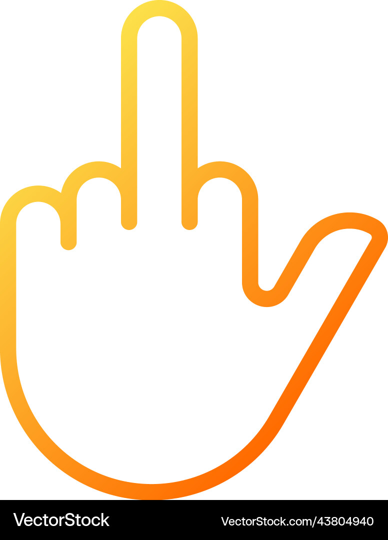 Middle finger pixel perfect gradient linear icon Middle finger pixel perfect gradient linear icon vector image