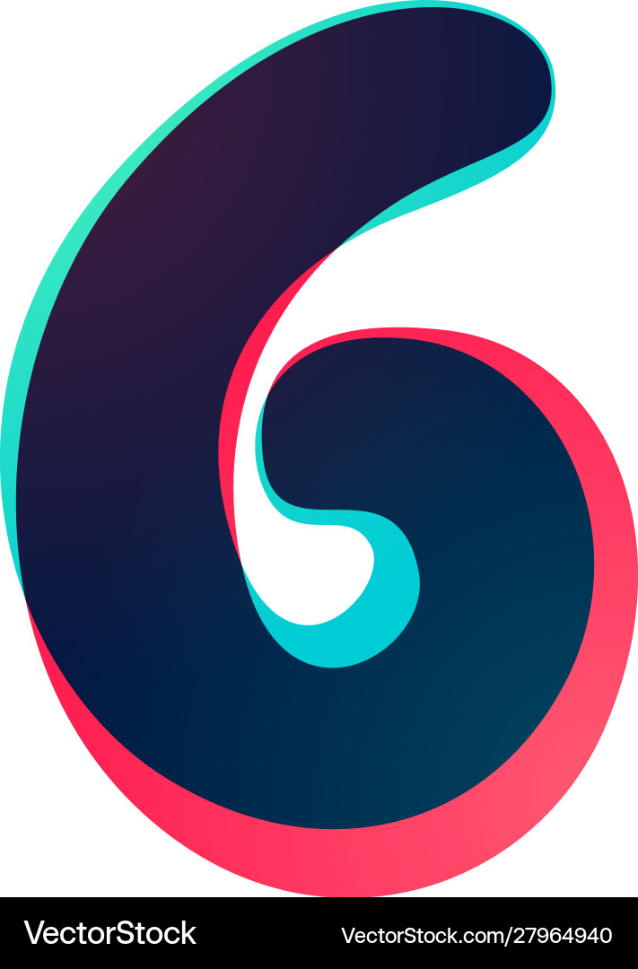Overlapping gradient number six logotype Overlapping gradient number six logotype vector image