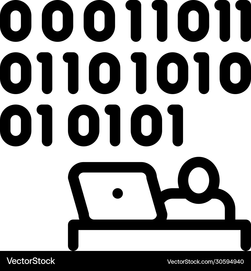 People come up with binary code icon People come up with binary code icon vector image