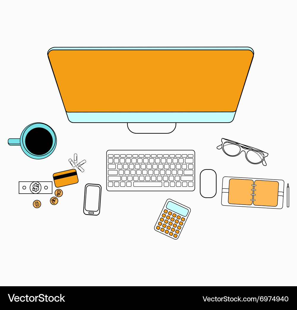 Set of flat design for desktop line icons vector image