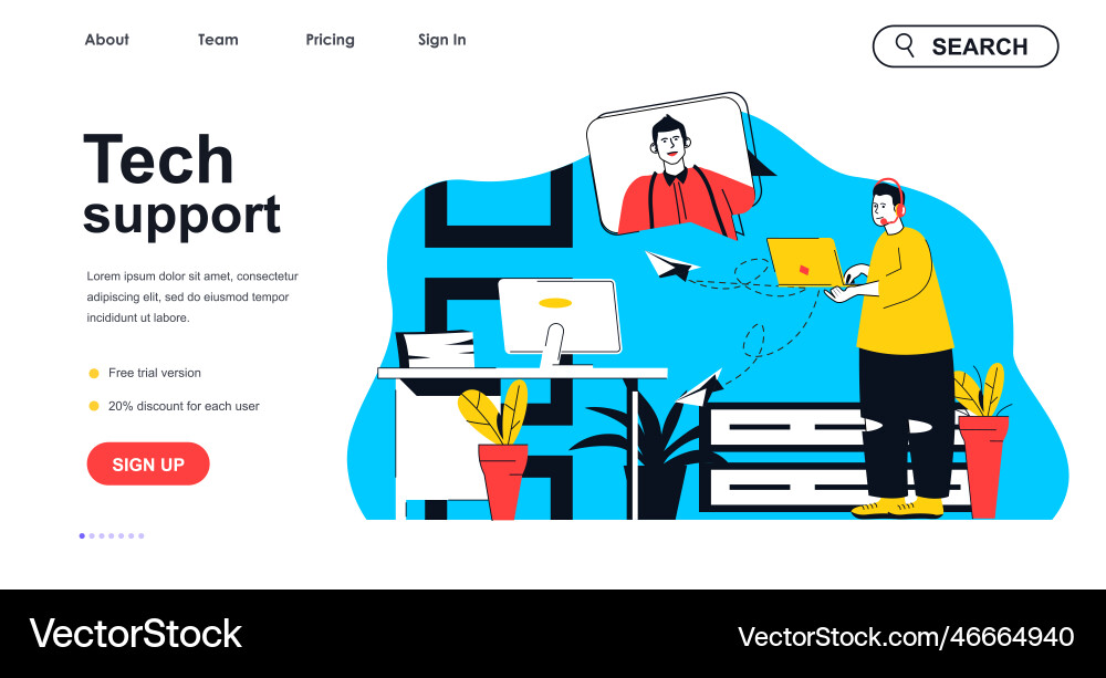 Tech support concept for landing page template Tech support concept for landing page template vector image