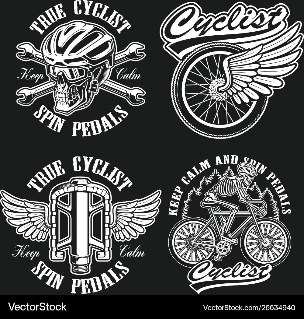 Vintage Bicycle Logos - Black & White Vector Image
