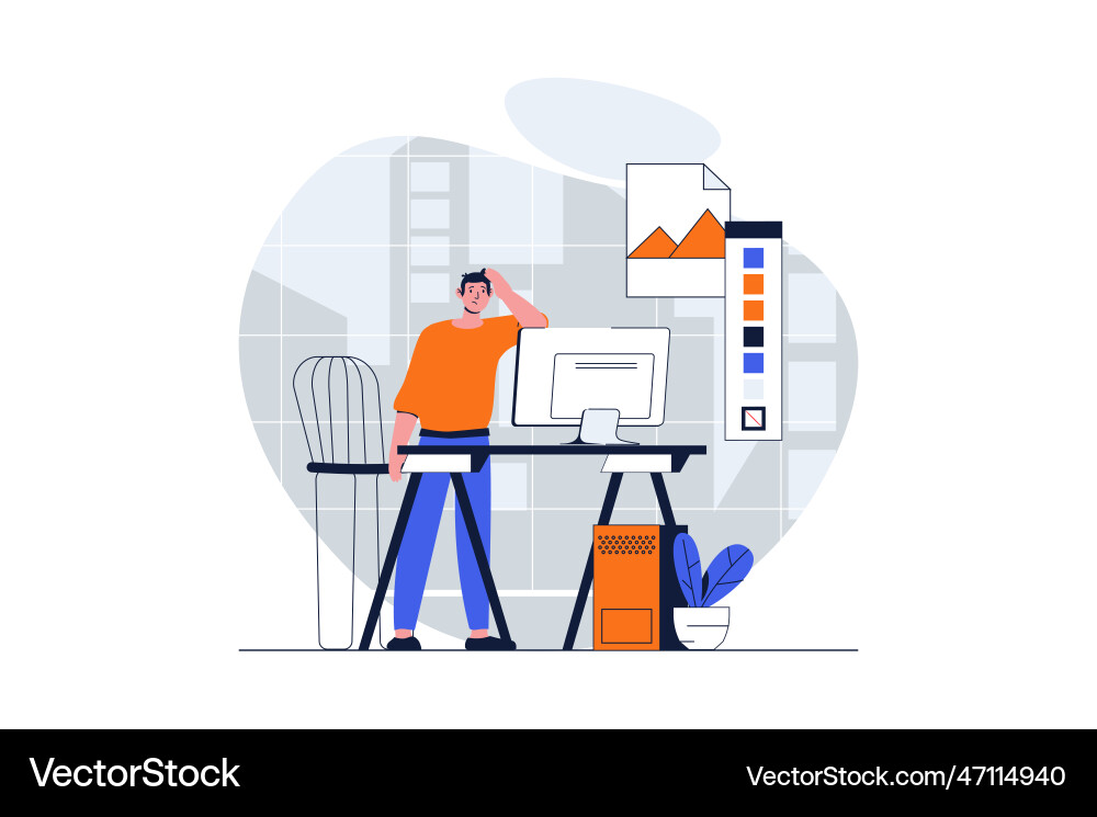 Web development concept with character scene vector image