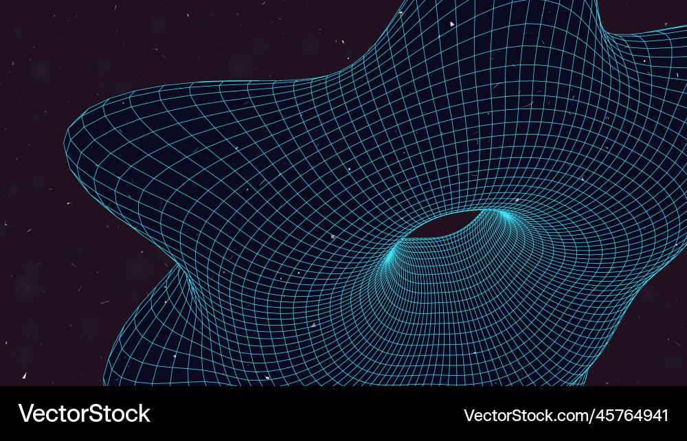 80s retro background abstract 3d wireframe object vector image