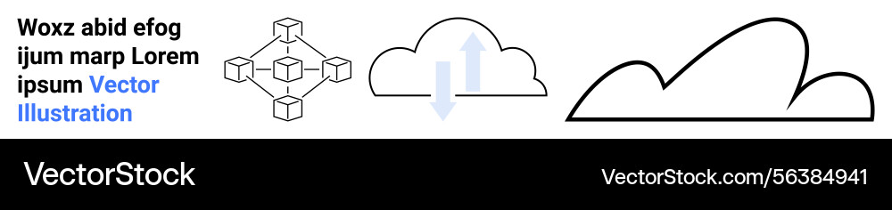 Blockchain network with cloud upload and simple Blockchain network with cloud upload and simple vector image