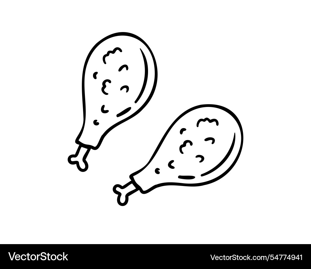 Chicken legs doodle hand drawn icon cooking Chicken legs doodle hand drawn icon cooking vector image