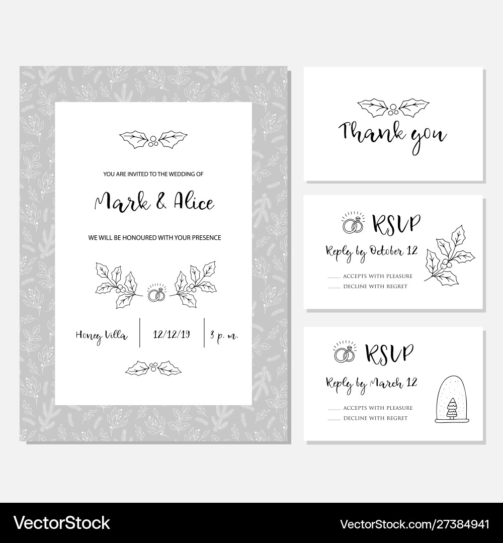 Christmas Wedding Postcard vector image