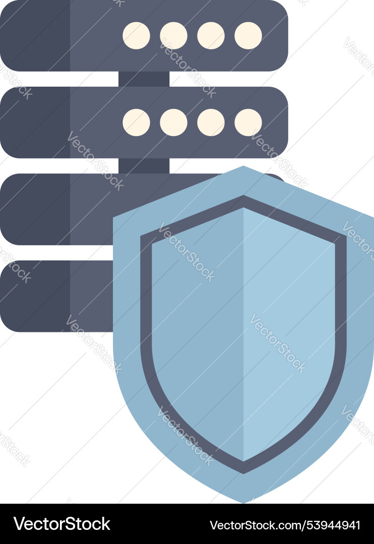 Data security concept with server and shield icon Data security concept with server and shield icon vector image