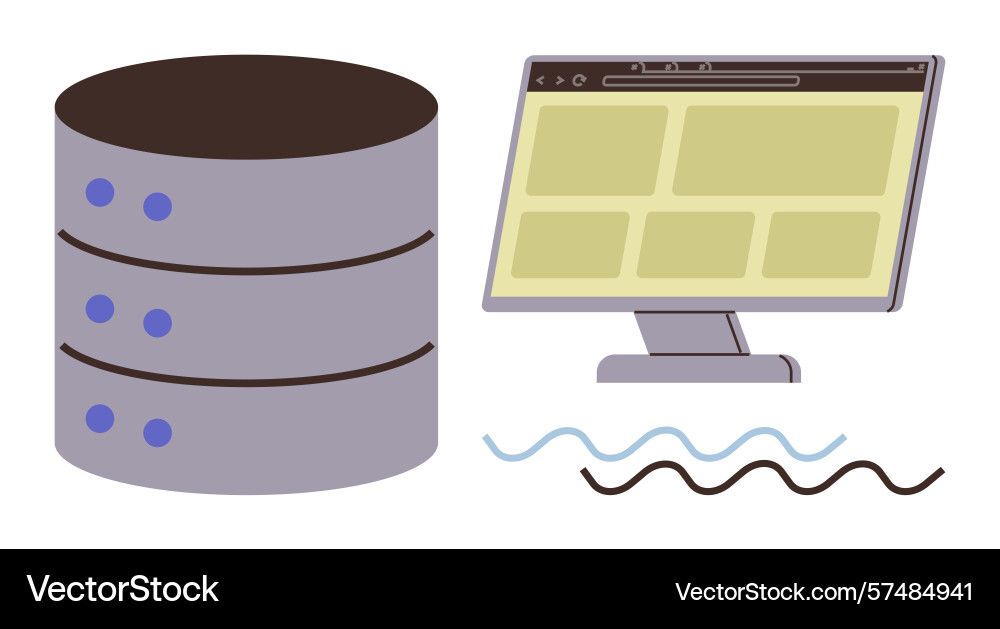 Database and web interface representing digital Database and web interface representing digital vector image