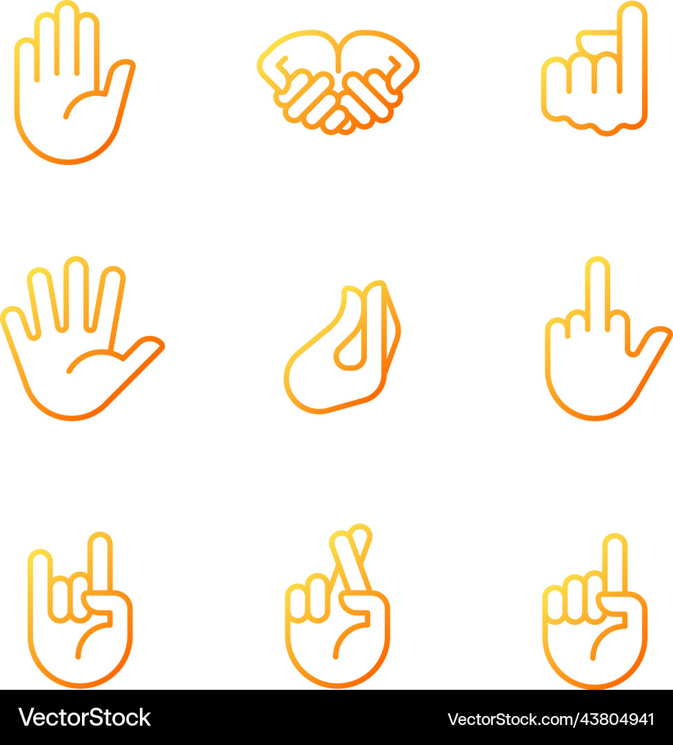 Gestures expression pixel perfect gradient linear vector image