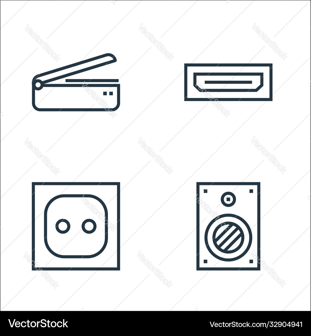 Hardware line icons linear set quality Hardware line icons linear set quality Vector Image