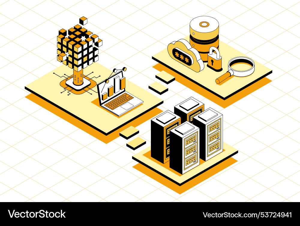 Isometric duotone Big Data Multistore Zusammensetzung Isometric duotone Big Data Multistore Zusammensetzung vektorbild