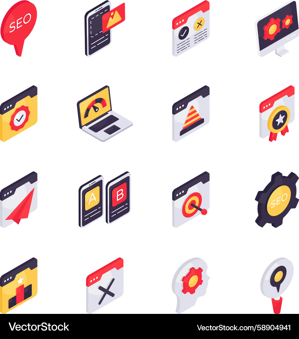 Isometric Web & Development Icons Vector Image