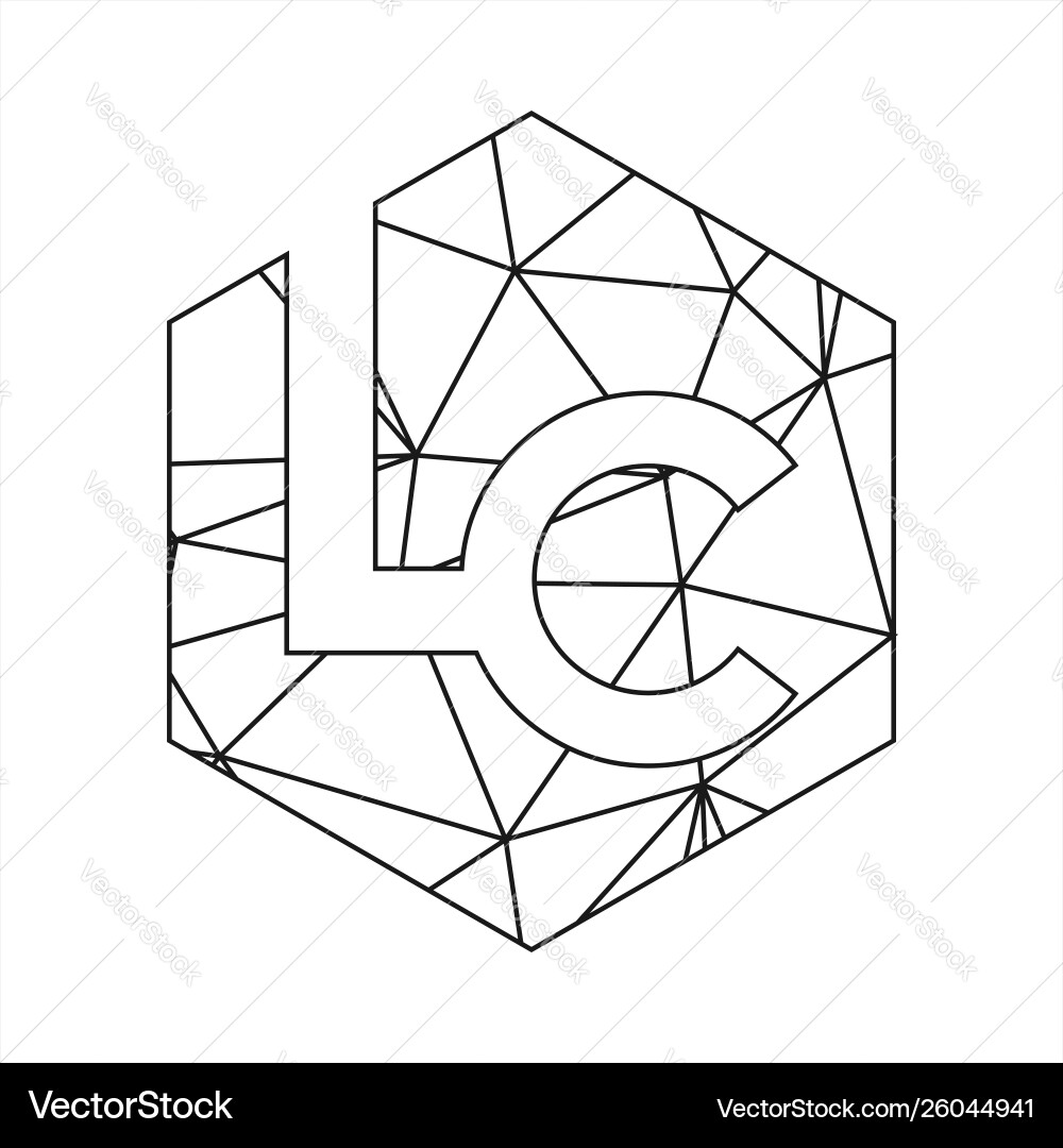 Lc geometric triangle block chain font Lc geometric triangle block chain font vector image