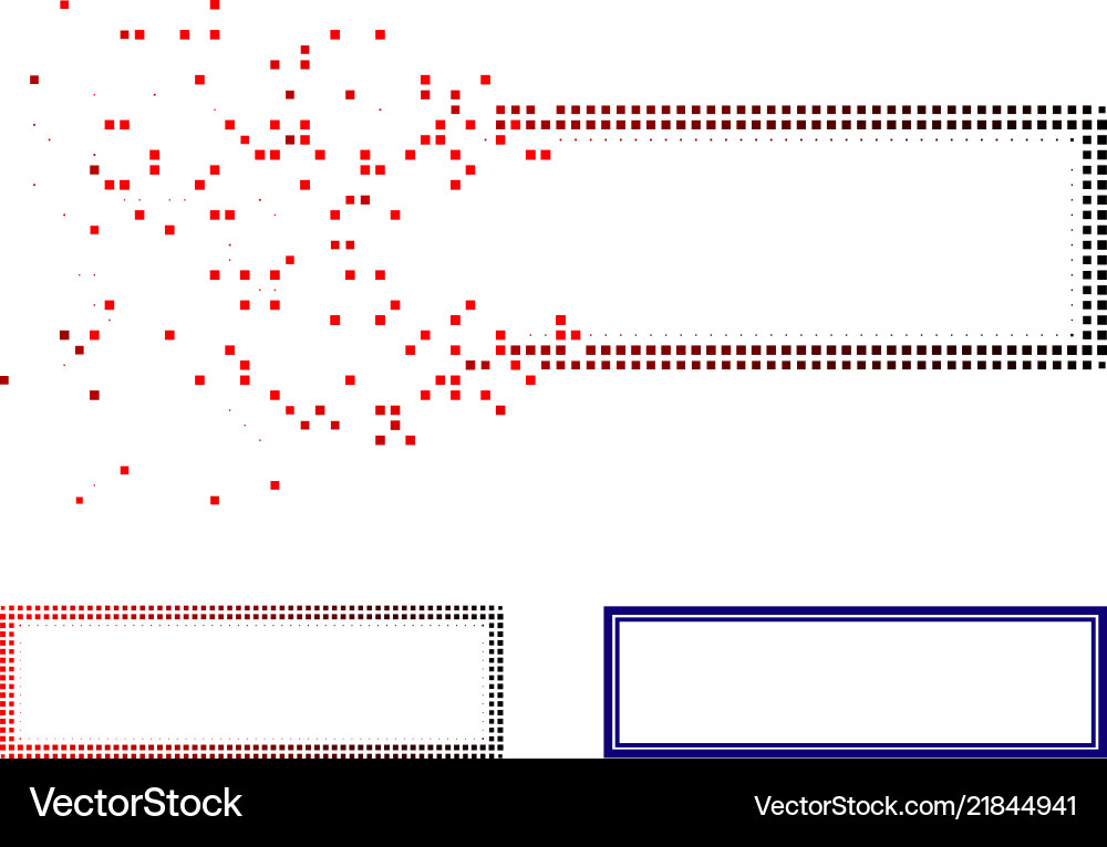Moving pixel halftone double rectangle frame icon Vector Image