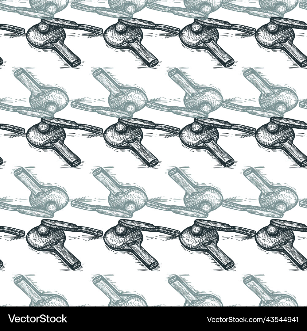 Ping pong racket engraved seamless pattern Ping pong racket engraved seamless pattern Vector Image