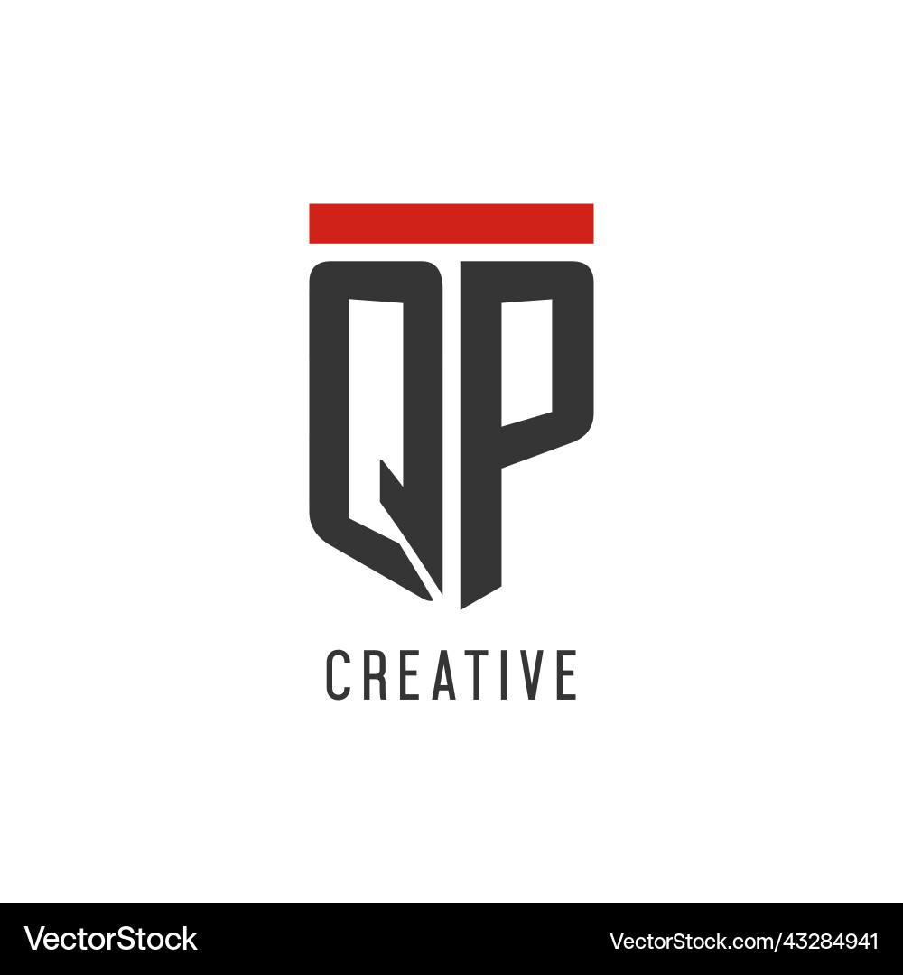 Qp initial esport logo with simple shield design Qp initial esport logo with simple shield design Vector Image