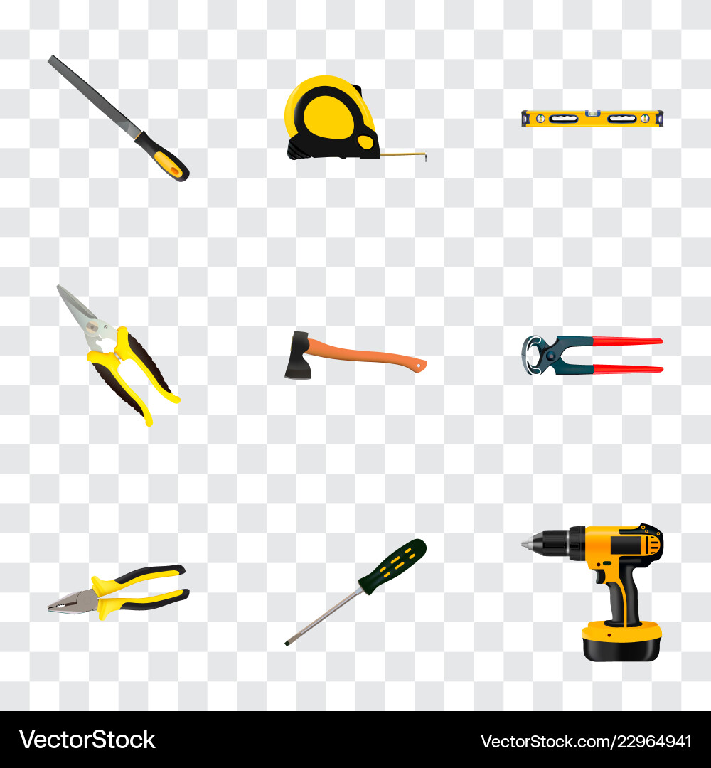 Set of instruments realistic symbols with measure Set of instruments realistic symbols with measure vector image